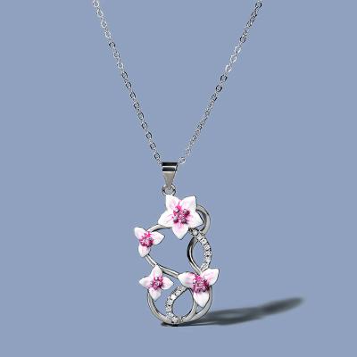 China Fashion Jewelry KYNL0339 TRENDY Flower Shape 3A Zircon Enamel Necklaces Jewelry For Women for sale