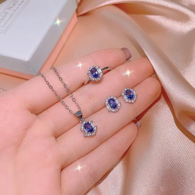 China FASHIONABLE Exquisite Luxury Creative Geometric Sapphire Jewelry Set Bridal Jewelry Shape Jewelry KISS046 Beautiful for sale