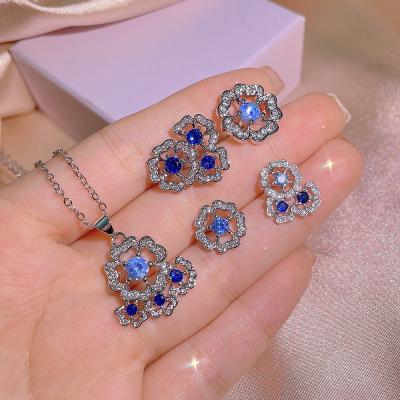 China Beautiful Flower Shape Sparkle Elegant Exclusive Costume KISS089 Costume Jewelry Bridal Jewelry Set For Women for sale