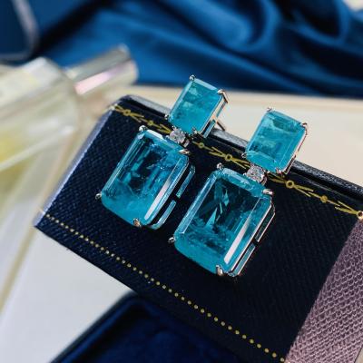 China KYED0759 New Arrival FASHIONABLE Exaggerated Rectangle Shape Beautiful Paraiba Drop Earrings For Women for sale