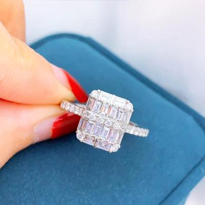 China FASHIONABLE Vintage Design KYRA01049 High Quality Brilliant Zircon 3A Elegant Geometric Engagement Rings For Women for sale