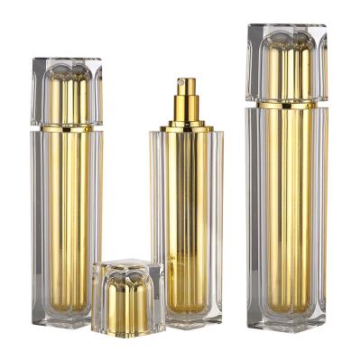 China JL-LB312 garrafa plástica cosmética luxuosa dourada da loção da garrafa 30ml 40ml 100ml 120ml à venda