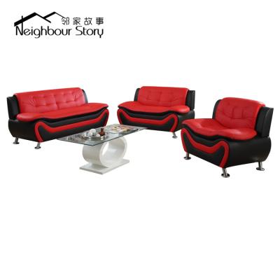 China USA Pride Furniture 9101 Sectional Sofa Set 3 Piece Modern Faux Leather Black & Red for sale