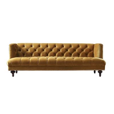 China Chesterfield SOFA Antique New Design Hotel Button Adorned Chesterfield Velvet Sofa Sets for sale