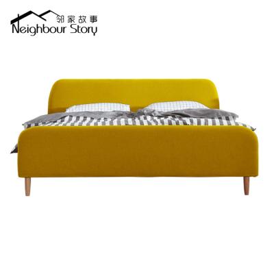 China Japanese style fabric solid wood nordic modern single bed, queen furniture sofa for sale