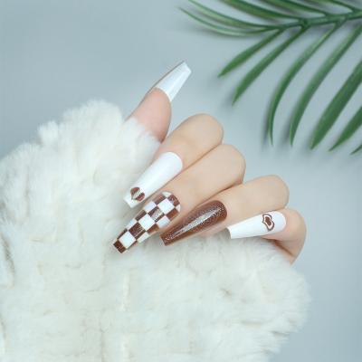 China European American Full Coverage Artificial Nail Tips Style Vertical Bars Use Classic Easy False Nails Press On Nails for sale