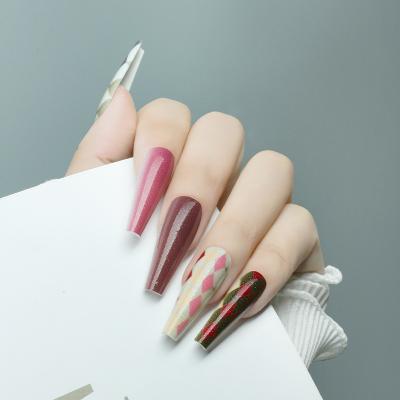 China Easy Wear Artificial Sharp Lingge Tips Long False Color Form Long Sharp Nail Salon French Nail Tips for sale