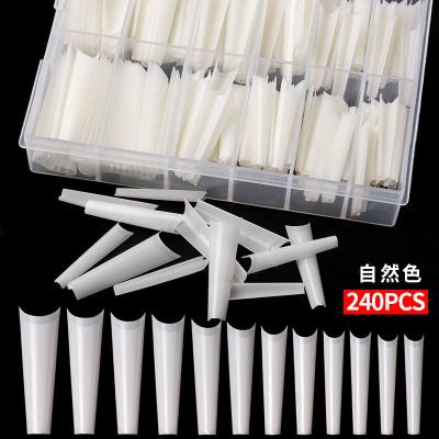 China Easy Wear 240 Pcs / Bag Custom Easy French Natural Long Tapered Straight XXL XXXL Coffin Shape Nail Tips Te koop