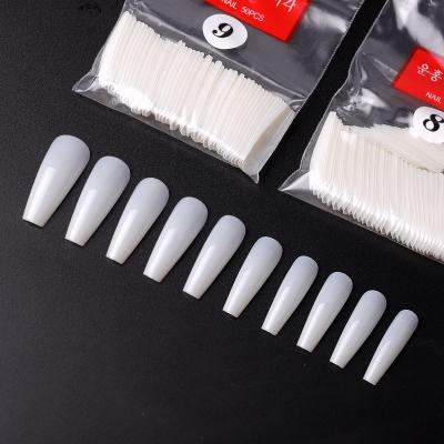 China Easy Use 500pcs Ballerina Nails Extension System Full Cover Carved Nature Clear Stiletto Fake Coffin Nail Tip Te koop