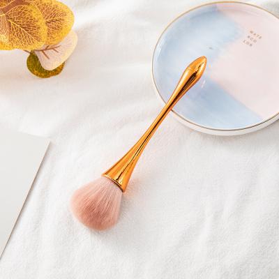 China Long Nail Art Brush Dust Remover Rose Gold Small Waist Handle Comfortable Design Customization Handle for sale