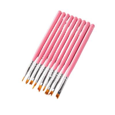 China Comfortable Wholesale Dust Removal Brush Metal Oval Flat Hot Pink Handle Gel Nail Paint Brushes for sale