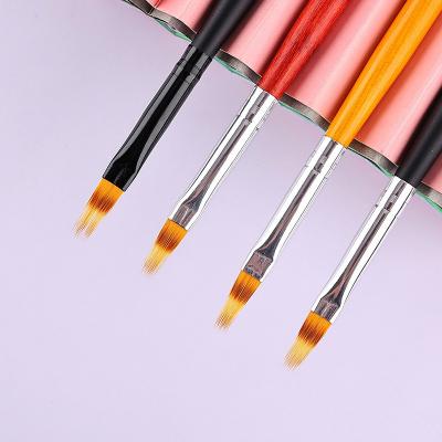 China Comfortable Handle New Products Colored Oval Size Pen Manicure Painting Solid Gel Brushes With Wooden Handle for sale