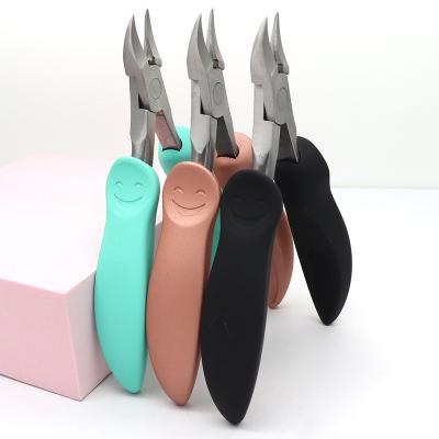 China Hot Selling Stainless Steel Right Handed Scissors Antirust Metal Remove Dead Manicure Scissors Skin Handle Cuticle Black Pink Green Pliers for sale