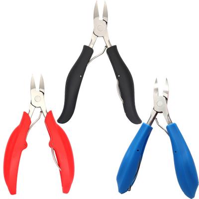 China Right Handed Scissors Customized Logo Colorful ABS Plastic Handle Stainless Steel Nails Dead Cuticle Nail Clippers Peel Skin Scissors Nail Nipper for sale