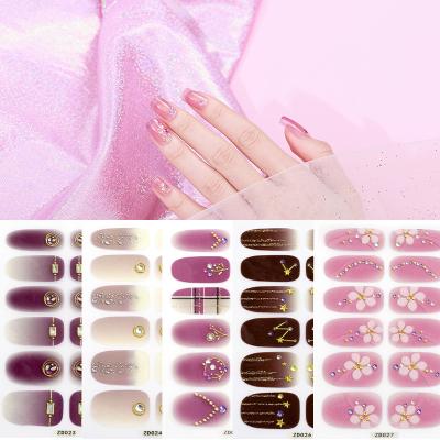 China Cute Nail Art Stickers Diamond Nail Polish Waterproof Film Color Diamond Nail Stickers 3d Decoration for sale