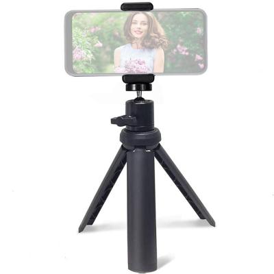 China PORTABLE Mini Small Desktop Stand Desktop Tripod with 1/4 Telescopic Gimbal Stabil Mobile Phone Camera Pole Adjustable Height Screw Mount for sale