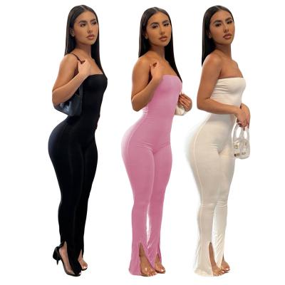 China Breathable 2022 New Arrivals Fashion Sexy Clothes Solid Color Tight Body Con Slim Fit Women Overalls for sale