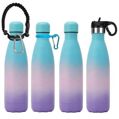 China Wholesale 500ml Viable Thermoses Sport Double Wall Vacuum Flask Insulated Stainless Steel Cola Water Bottle With Paracord Handle for sale