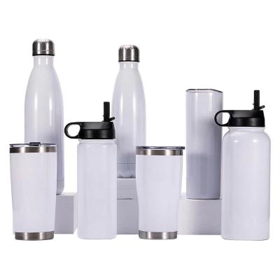 China Custom Viable White 20oz 30oz Travel Mug Stainless Steel Vacuum Sublimation Blank Water Insulated Tumbler Bottles Tumbler With Straw for sale