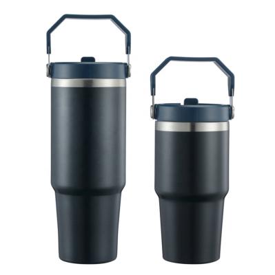 China PORTABLE Factory 20oz 30oz New Outdoor Portable Handle Stainless Steel Style Vacuum Flask Vacuum Flask New With Flip Straw for sale