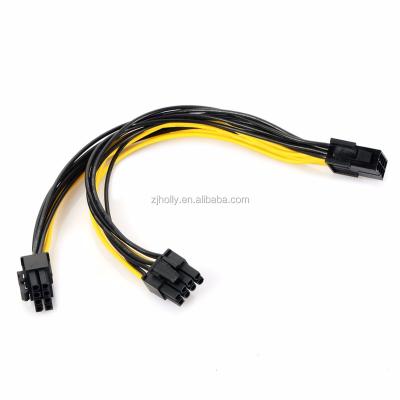 China COMPUTER CPU 8 pin female to dual male PCI-E PCI Express 8pin pcie power cable wire (6+2 pin) for graphics card for sale