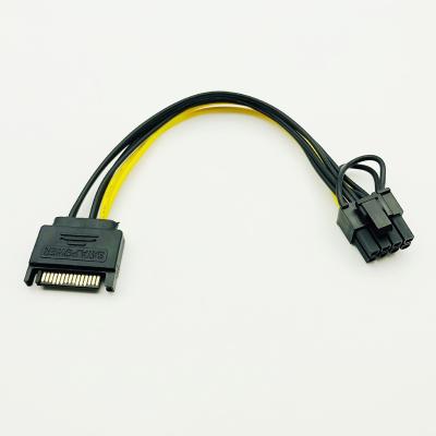 China COMPUTER Single SATA 15pin to 8pin (6+2) Powr Adapter Cable 20cm PCI-E SATA Power Supply Cable for Graphics Card for sale