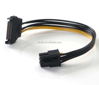 China MP3 / MP4 Player PCIE Cable Extension SATA 15 Pin To PCIE 6 Pin Power Supply Cables for sale