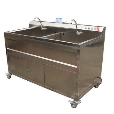 China Snack Factory Hotel Kitchen Two Tanks Vegetable And Fruit Washing Machine Ozone Fruit And Vegetable Washer for sale