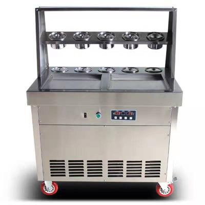 China 2020 Frozen Food Factory Made In China Double Pan Fried Ice Cream Machine CE Temperature Control Intelligent Roll Ice Cream Machine for sale