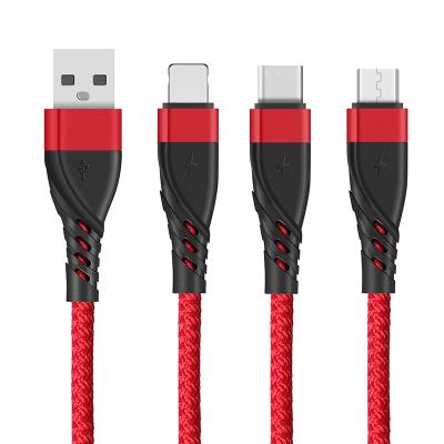 China Mobile Phone 2.4A fast charging USB data cable good quality Nylon braid for iphone 14 for sale