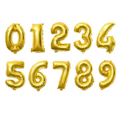 China Wedding& Birthday& Decoration Small 16 Inch Digital Foil Balloon 0-9 Birthday Party Balloon Decorations Foil Number Balloon for sale