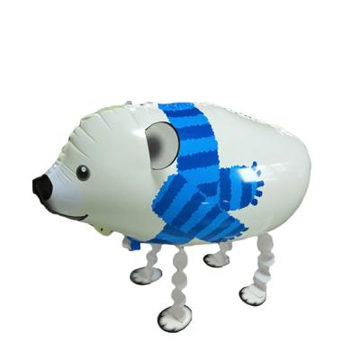 China Gift Toy Foil Balloon Suppliers White Bear Shaped Animals Walking Pet Balloon Children Play for sale