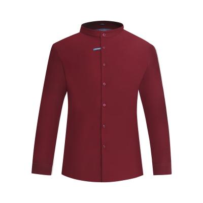 China Polyester Twill Long Sleeve / Cotton Stand Collar Men's Shirt for sale