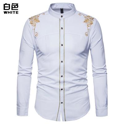 China New British Polyester / Cotton Spring Yard Embroidered Amazon Hot Mens Shirts Long Sleeve Special Shirts for sale