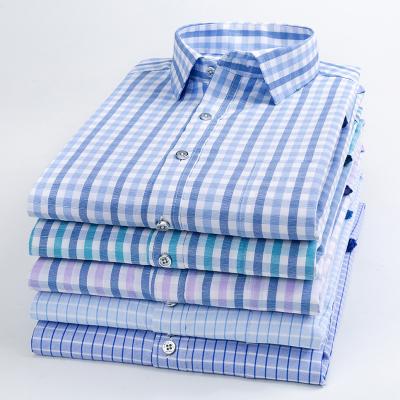 China New Polyester / Cotton Autumn Long Sleeve Shirt Young Men'S Business Leisure Plaid for sale