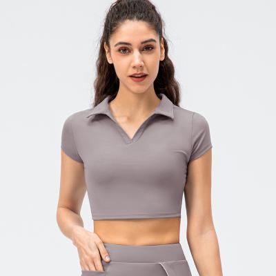 China Your Own Design 2022 Latest Design High End Women's Breathable Quick Dry Custom Golf Crop Tops Polo Shirt for sale