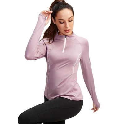 China 85% Polyester 15% Spandex 1/4 Zip Collar Hooded Fitness Breathable Women Tops Women's Running Yoga Jacket for sale