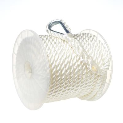 China 1/2 Inch Nylon Twisted Mooring Rope Nylon Rope For Yacht Boat With Thimble for sale