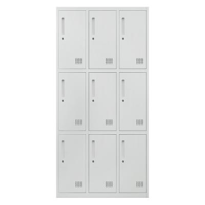 China Modern High quality 9 door compartment metal locker wardrobe staff Gym School steel storage cabinet for Changing Room for sale