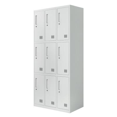 China Modern Steel Locker Cabinet Metal Lockers 9 Door Storage Staff Work Locker Armadietto Gym Casier Metal Armario Loker for sale