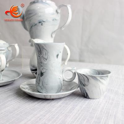 China WKTMC02 Sustainable porcelain factory marbled ceramic arabic porcelain cawa 12pcs mugs marbled ceramic for sale