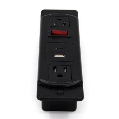 China Residential / Multi-Purpose With Switch Supplying US Furniture AC Power Outlet US American Power Outlet With USB C USB Charging Socket for sale