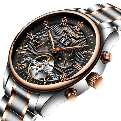 China New Design Strap Alloy Case Auto Date Hallow Mechanical Skeleton Wrist Automatic Watches For Men for sale