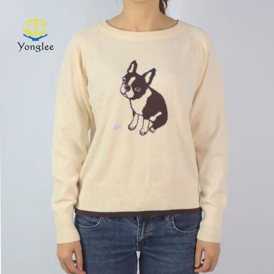 China Anti-wrinkle premium quality fashionable design style long flat knitted super soft women's O-neck sweater for sale