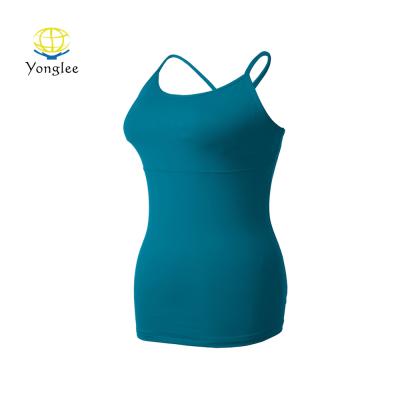 China Color QUICK DRY Stylish Women's Chest Gathered Yoga Slim Fitness Soft Top Tanks for sale