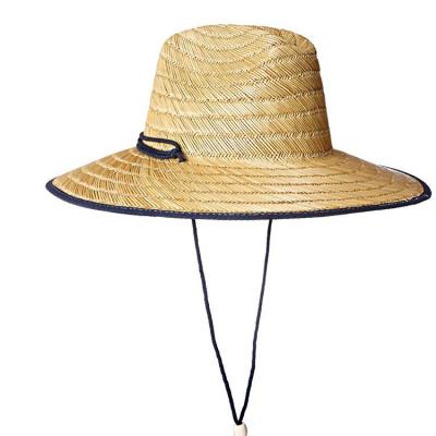 China Summer Super Natural Outdoor Straw Hats September Logo Embroidery Patch Custom Surf Safari Straw Hat for sale