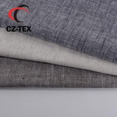 China Anti Pill Linen Cotton Yarn Dyed Fabric Colors Available For Jacket Pants Fashion for sale