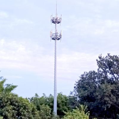 China 35m Tubular Telecom Steel Tower 2 Platforms For Mounting Telecom Antennas for sale