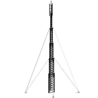 China 25m Guyed Draht-teleskopischer Antennenmast-kohlenstoffarmer Stahl Q235 zu verkaufen