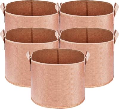 China Eco-friendly 1 3 5 30 60 65 75 300 Gallon Tan Garden Plant Grow Bag Fabric Pots With Strap Handles for sale